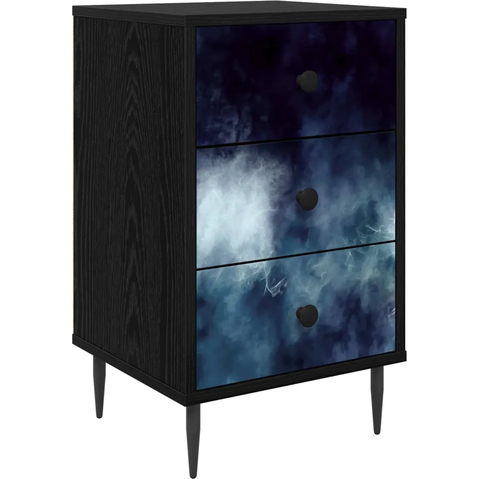 vidaXL Nachtkastje RAALTE Zwart eiken 36 x 33 x 61 cm Bewerkt hout