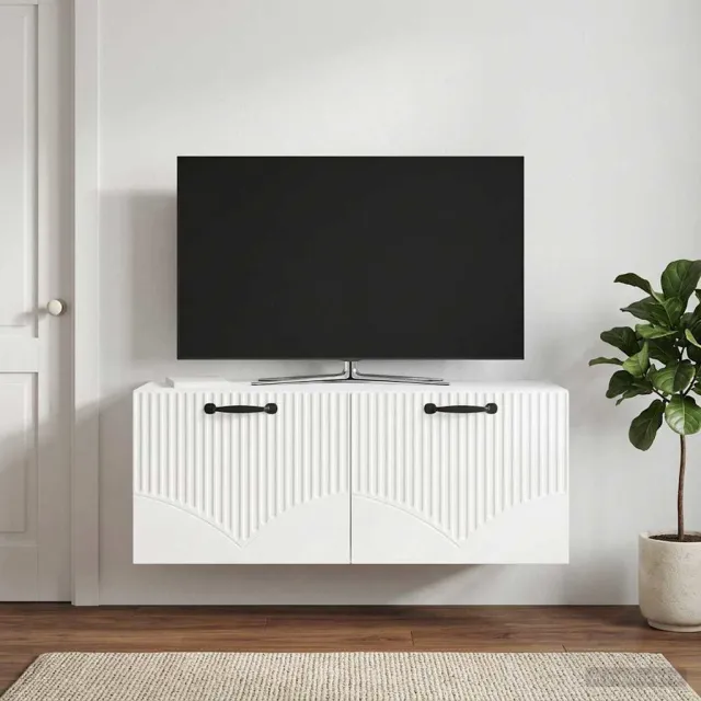 vidaXL Wandbeugel TV-kast Hoogglans Wit 78,5 x 31 x 30 cm Bewerkt hout