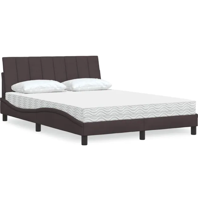 vidaXL Bed met matras "Hanko" stof donkerbruin 140x190 cm