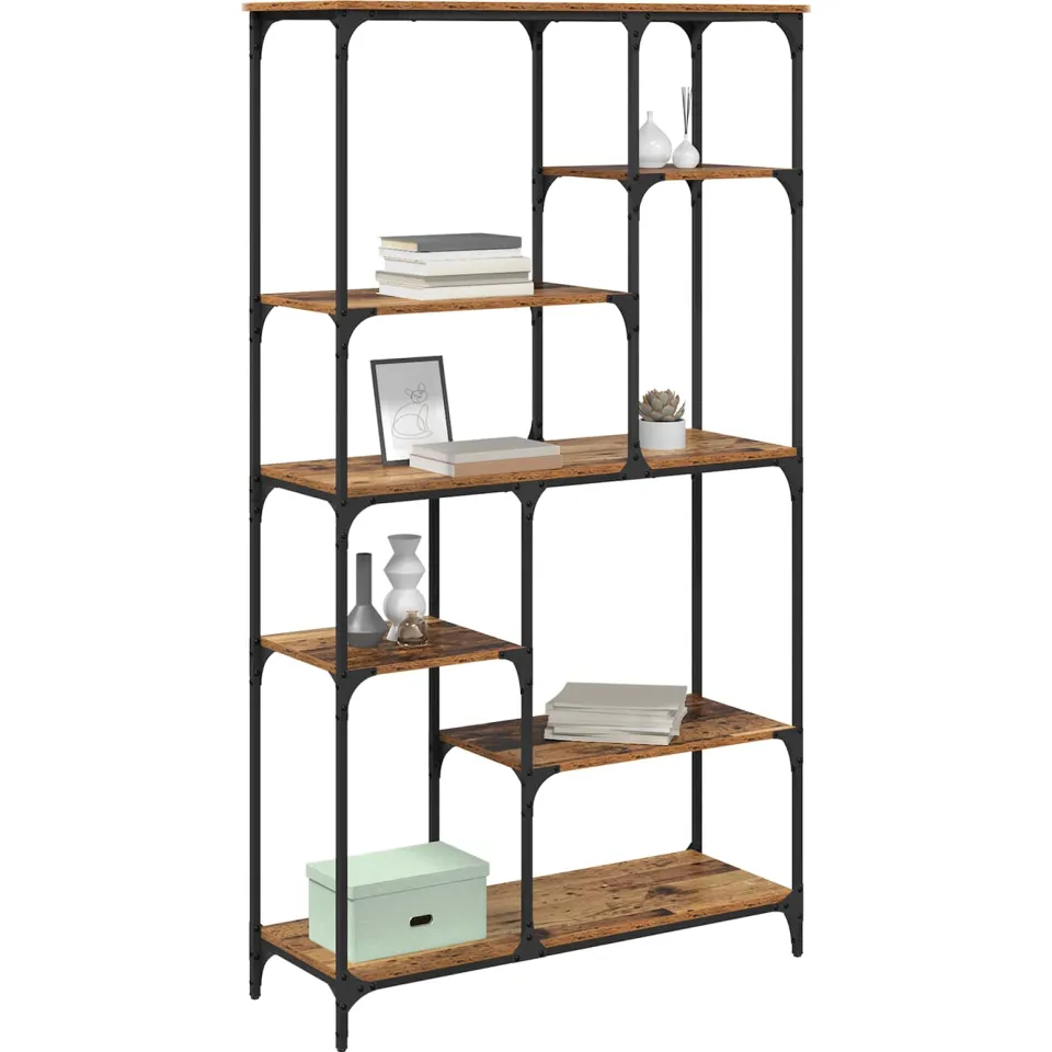 vidaXL Boekenkast 5-laags 99 x 35,5 x 176 cm Bewerkt hout Oud hout Bruin