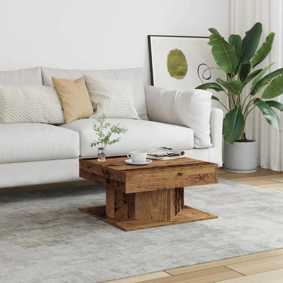 vidaXL Salontafel 55x55x30 cm bewerkt hout oud houtkleurig bruin, foto 3