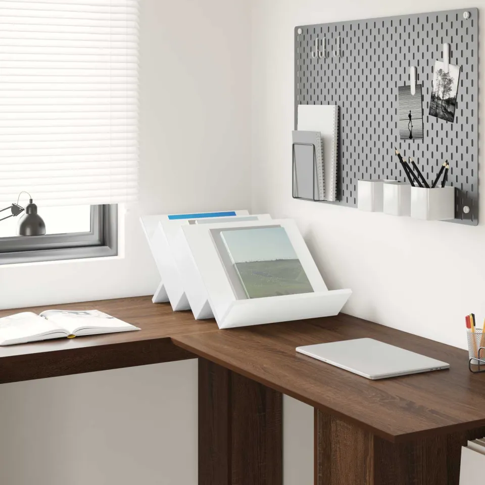 vidaXL Tijdschrift Rek met plank Wit 53 x 40 x 28,5 cm Bewerkt hout, foto 4