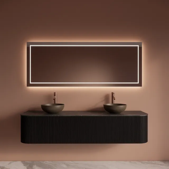 Gliss Design Badkamermeubelset Gliss Design Alluro 180 cm Black Veneer Zwart