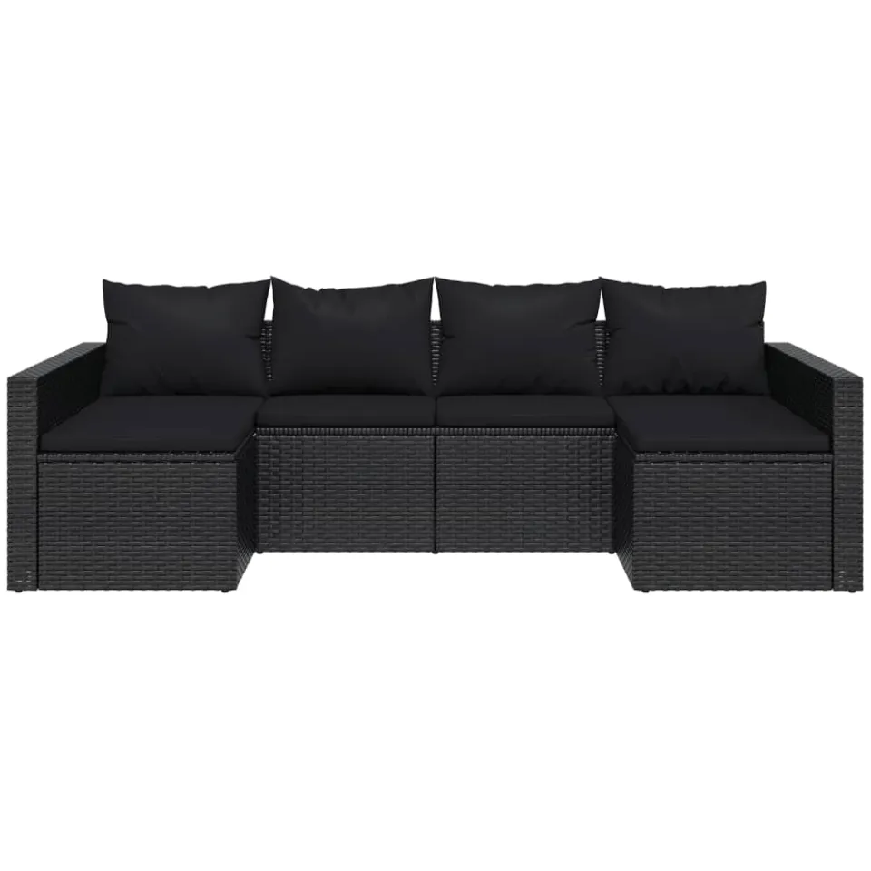 vidaXL 2-delige Loungeset met kussens poly rattan zwart