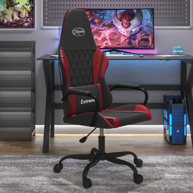 vidaXL Massage gamestoel kunstleer zwart en wijnrood