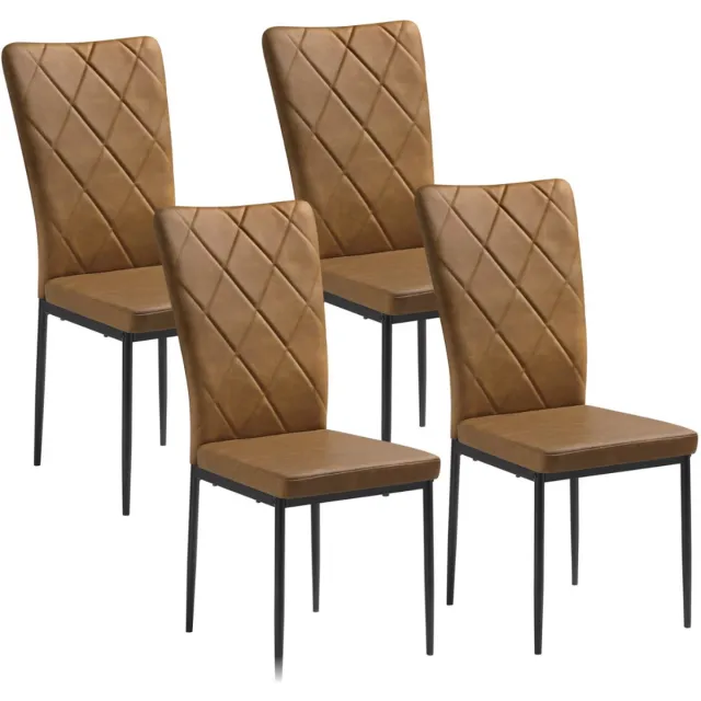 Happiq Eetkamerstoelen Delio - Set van 4 - Draaibaar - Fauteuil - Keuken - Voor eettafel - Bruin leer
