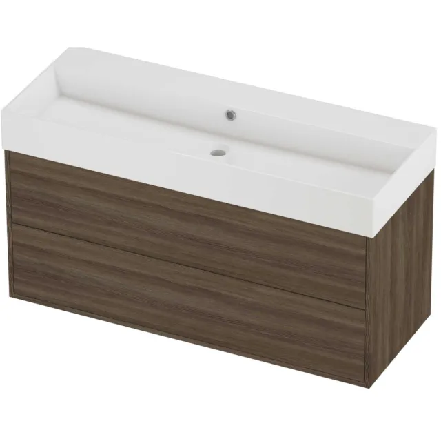 Proline Zara Badmeubelset Porselein Loft 2 Laden 120x46x65 cm Glans Wit Vital Oak Eiken