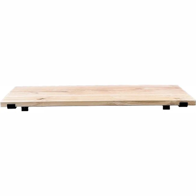 GoudmetHout Wandplank Industrieel - 100 x 35 cm Muurplank - Eiken Hout - Decoratie Wandrek & Boekenrek - Hangplank Keuken - Wall Shelf + 2 Mat Zwarte Plankdragers van Staal Licht eiken, Mat zwart