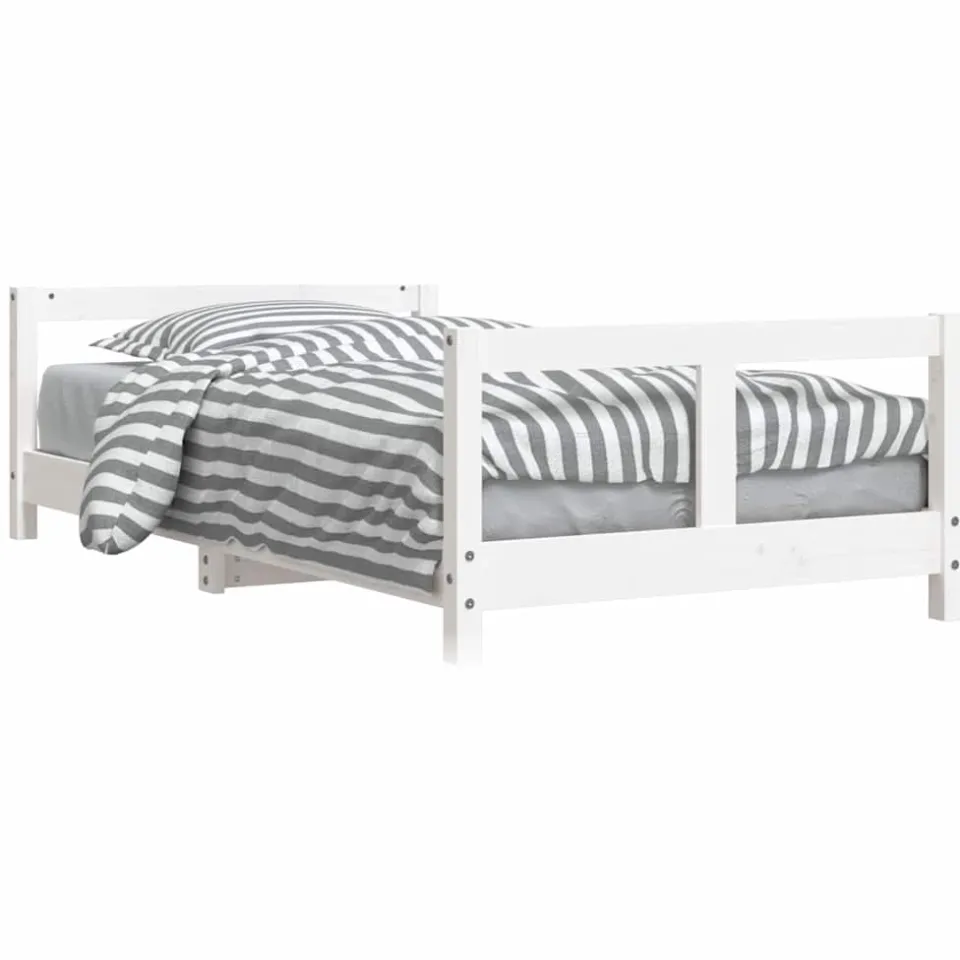 vidaXL Kinderbedframe 80x160 cm massief grenenhout wit, foto 3