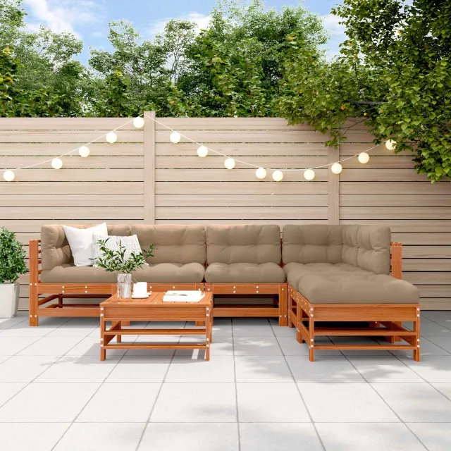 vidaXL Tuin loungeset 7 st Wasbruin Massief grenenhout bruin, foto 2