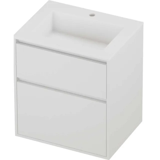 Proline Aristo Badmeubelset Polystone Elegant 1 Kraangat Greeploos 60x46x67 cm Mat Wit Mat White
