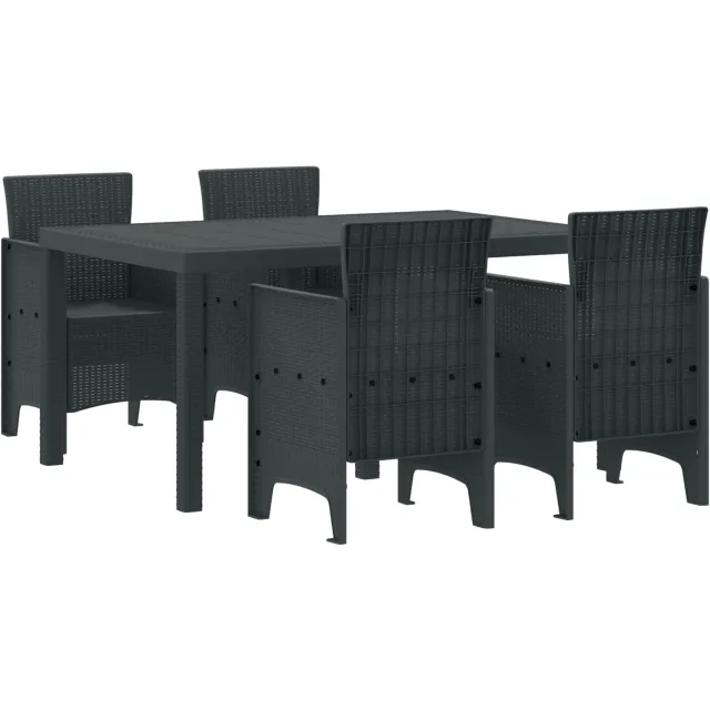 vidaXL Tuin Eetset 5 st Antraciet Polt riet Anthraciet