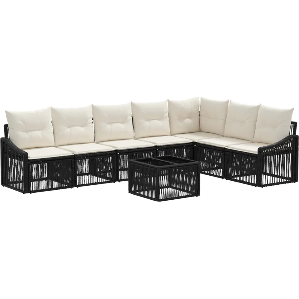 vidaXL Tuinbankenset 8 st Zwart poly rattan