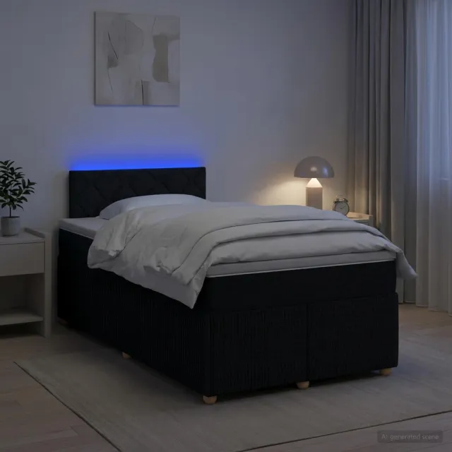 vidaXL Boxspringbed met matras met hoofdeinde Zwart 120 x 200 cm Stof