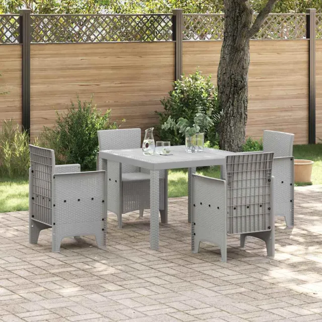 vidaXL Tuin Eetset 5 st Lichtgrijs Polypropyleen, foto 2
