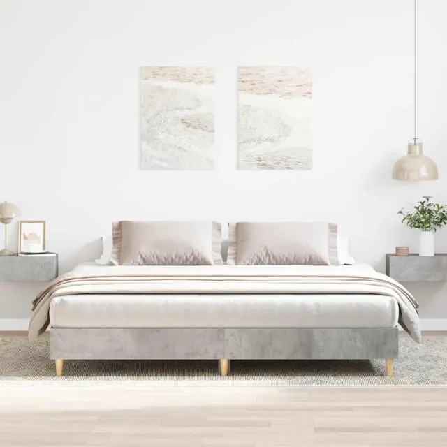 vidaXL Bedframe zonder matras 200x200 cm spaanplaat betongrijs