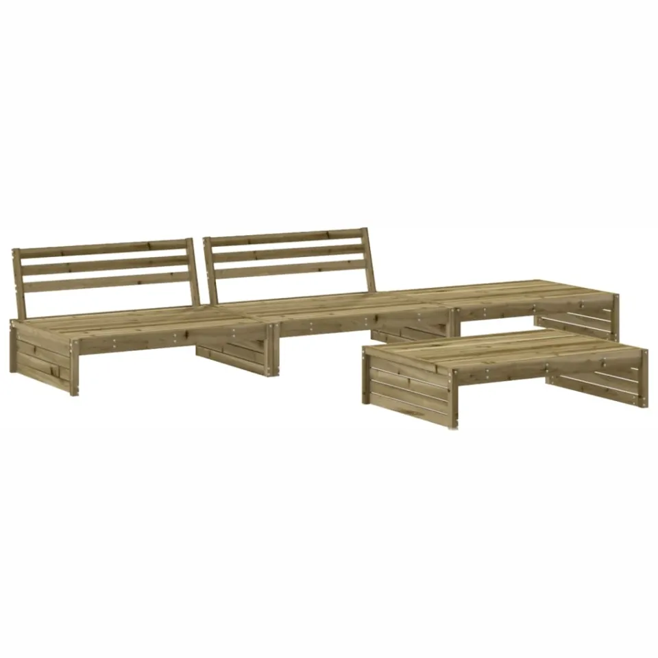 vidaXL 4-delige Loungeset met kussens geïmpregneerd grenenhout Bruin