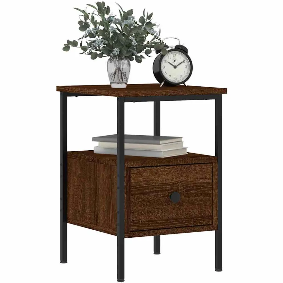 vidaXL Nachtkastjes 2 st 34x36x50 cm bewerkt hout bruin eikenkleur, foto 3