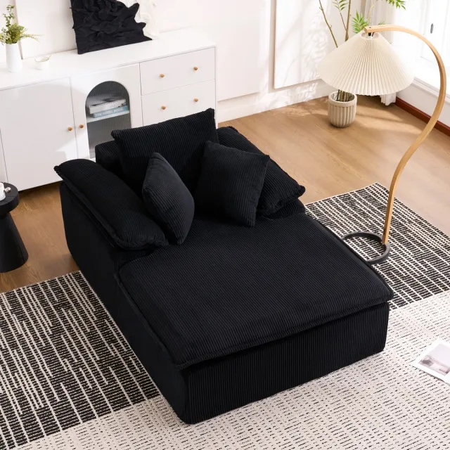 MODENUIT Sofa 177 x 122 x 92 cm - Frameloos Met Brede Armleuningen - Voor Woonkamer En Leeshoek - Ribstof Zwart
