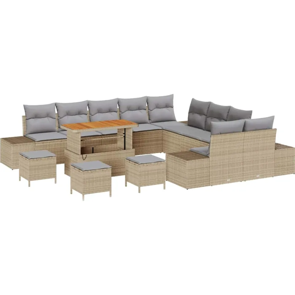 vidaXL Tuinbankenset 14 st Beige poly rattan