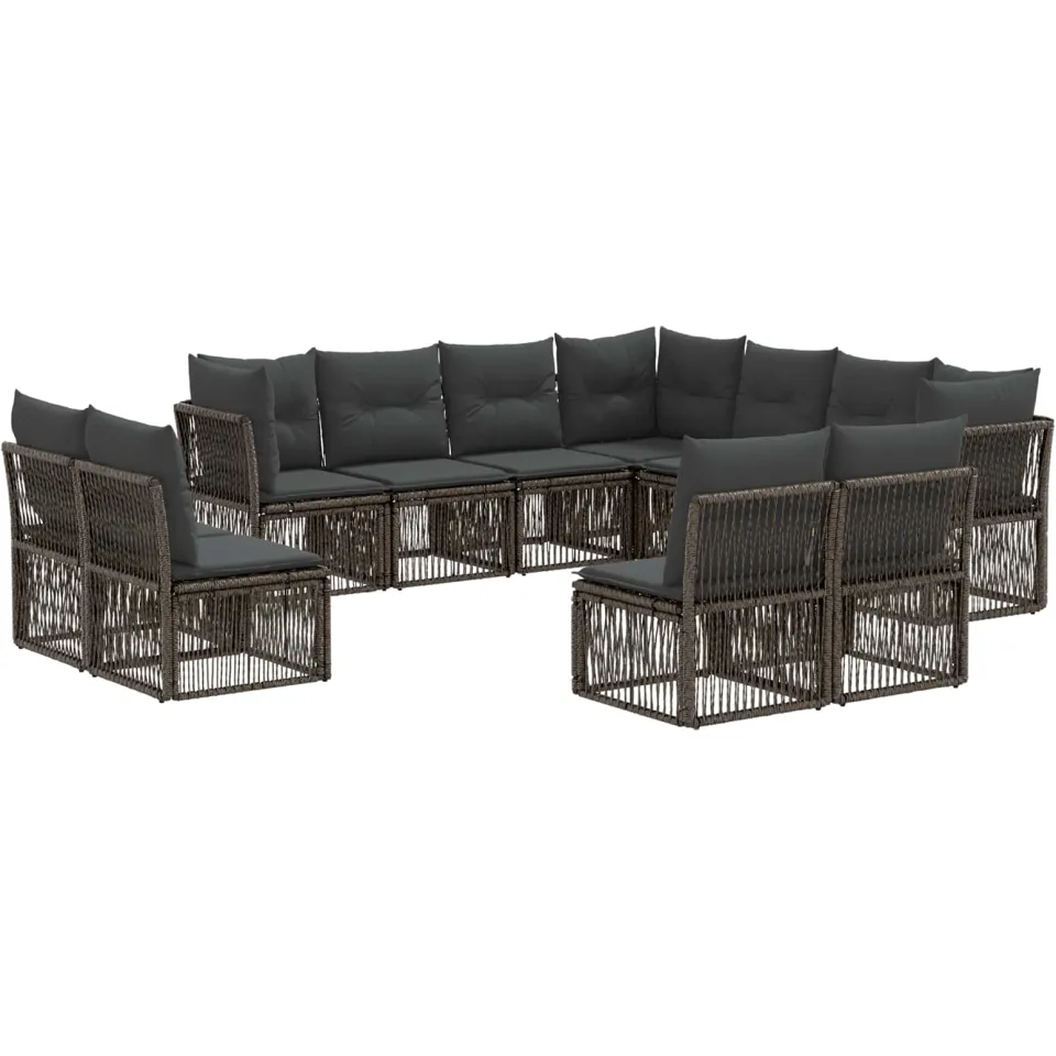 vidaXL Tuinbankenset 11 st 11-zits Grijs poly rattan, foto 3