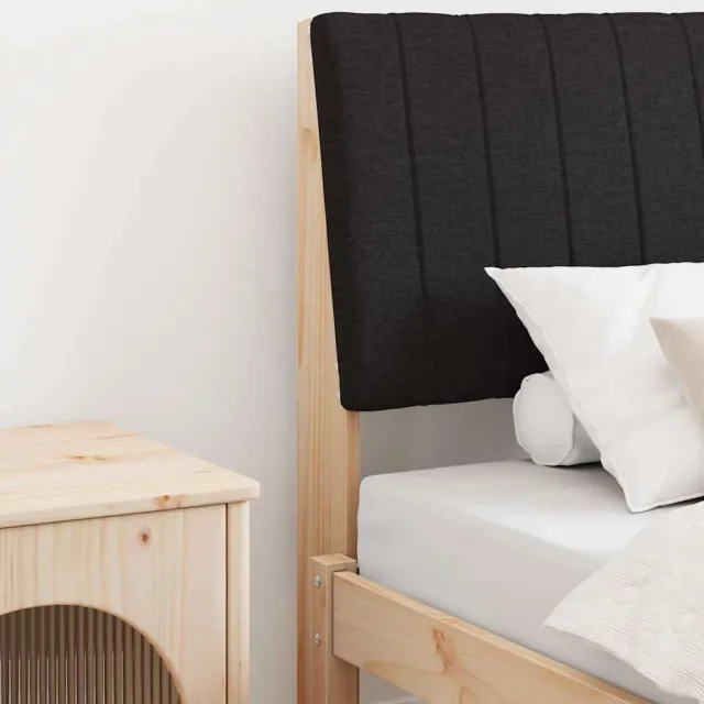 vidaXL Gestoffeerd hoofdbord Zwart 90 cm Massief grenenhout Bruin