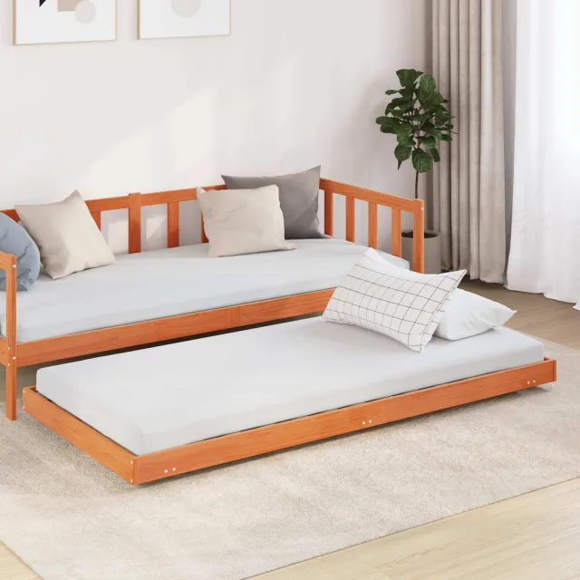 vidaXL Bedframe Wasbruin 90 x 200 cm Massief grenenhout