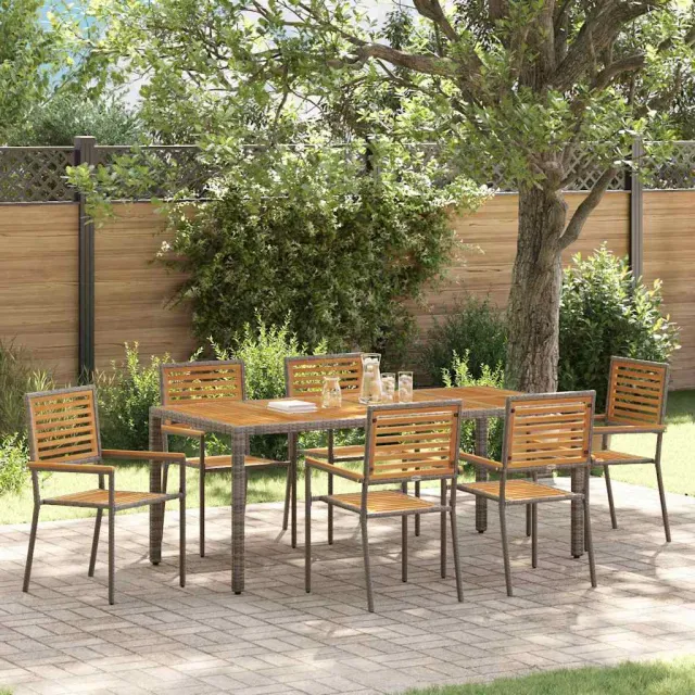 vidaXL Tuin eettafelset 7 st Grijs en Bruin poly rattan