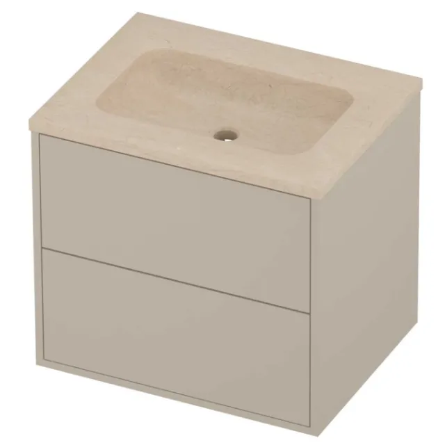 Proline Rollo Badmeubelset Hardsteen Elegant 2 Laden 60x46x54 cm Sand Stone Soft Linen Beige