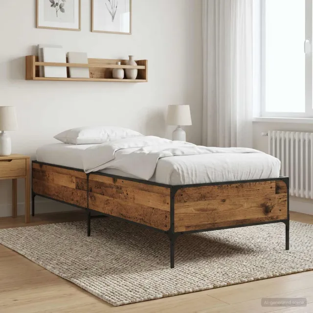 vidaXL Bedframe Oud hout 80 x 200 cm Bewerkt hout Bruin