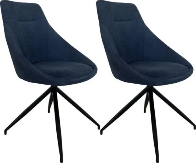 Lina Lex Eetkamerstoelen -360 Graden- Blauw - Set van 2 - Stof
