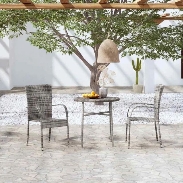 vidaXL 3-delige Tuinset poly rattan grijs, foto 2