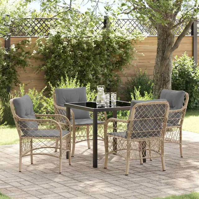 vidaXL Tuin eettafelset 5 st Beige poly rattan, foto 2