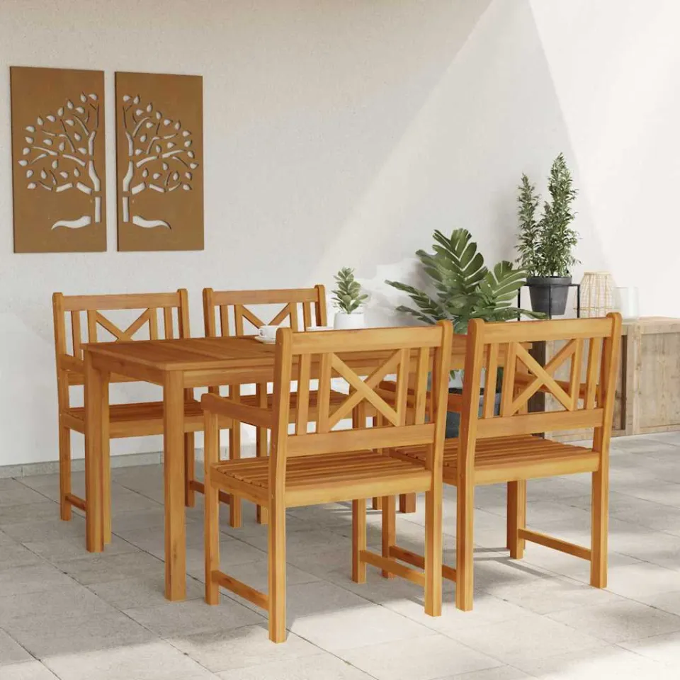 vidaXL Tuin eettafelset 5 st Bruin Massief Acaciahout, foto 4