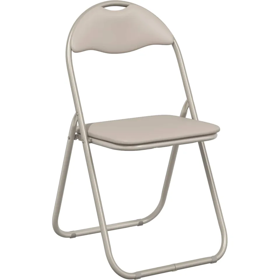 vidaXL Inklapbare stoel 8 st Nep Leer Zand 48 x 43,5 x 81 cm Beige