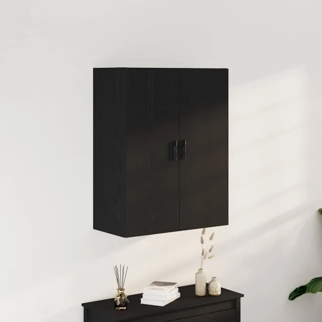 vidaXL Wandkast Zwart Eiken 69,5 x 34 x 180 cm Bewerkt hout