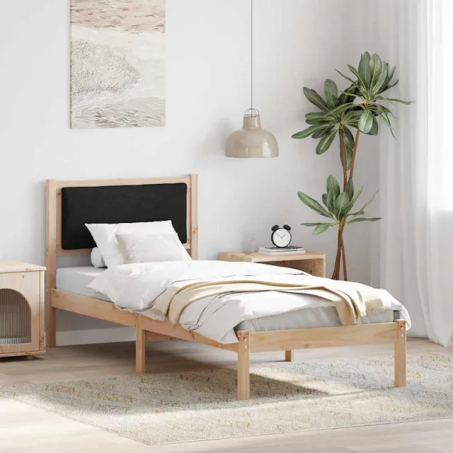 vidaXL Bedframe met hoofdeinde Zwart 80 x 200 cm Massief grenenhout