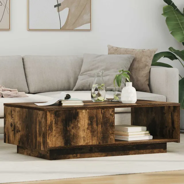 vidaXL Salontafel Gerookt eiken 95 x 55 x 31 cm Bewerkt hout Bruin