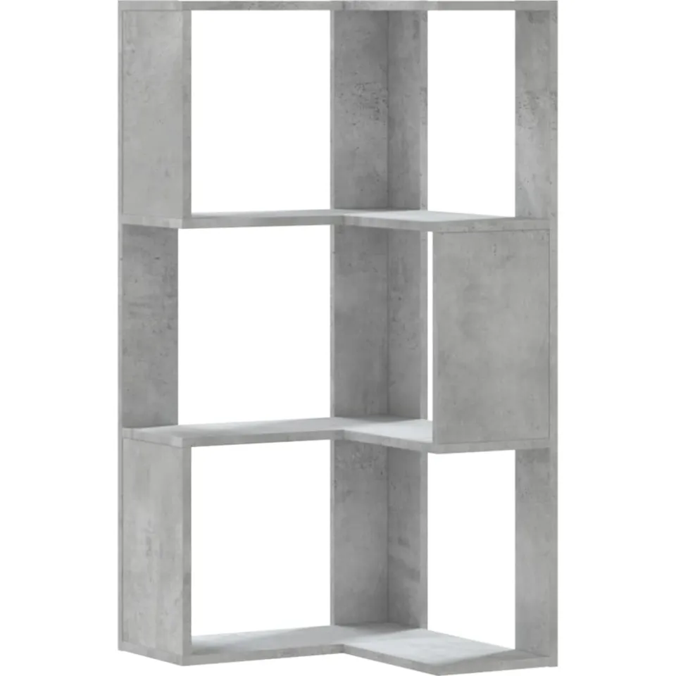 vidaXL Boekenkast 3-laags hoek 50x50x102 cm bewerkt hout betongrijs grijs, foto 3