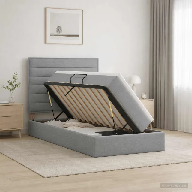vidaXL Opslag bed met matras met opslag Lichtgrijs 90 x 200 cm Stof