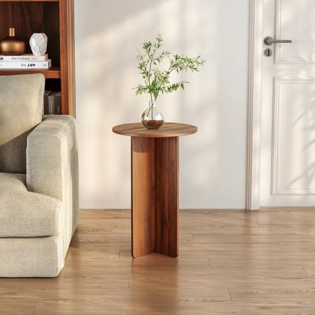 en.casa Bijzettafel Vappevn rond 60xØ40 cm walnootkleurig [en.casa]
