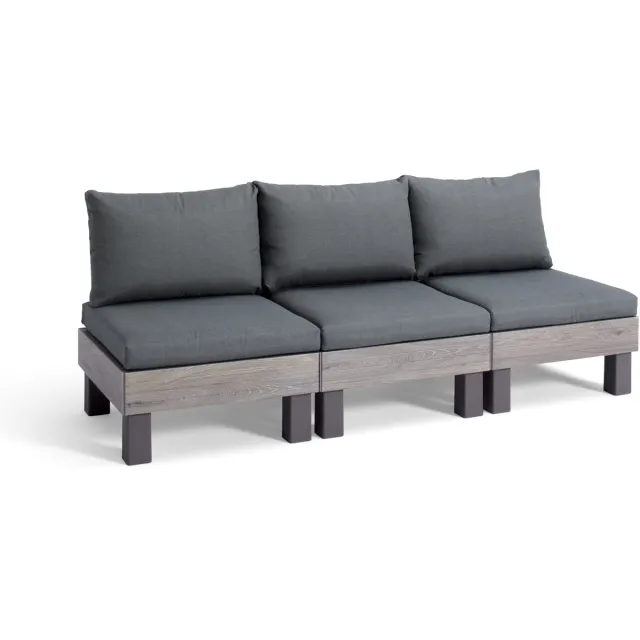 Keter Signature Elements 3-zits Loungebank - met groene kussens - Cappuccino/Ashwood