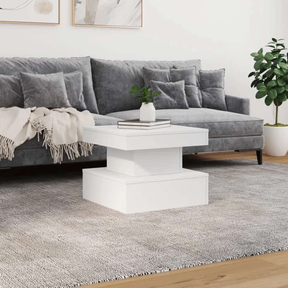 vidaXL Salontafel met LED-verlichting 50x50x40 cm wit, foto 3