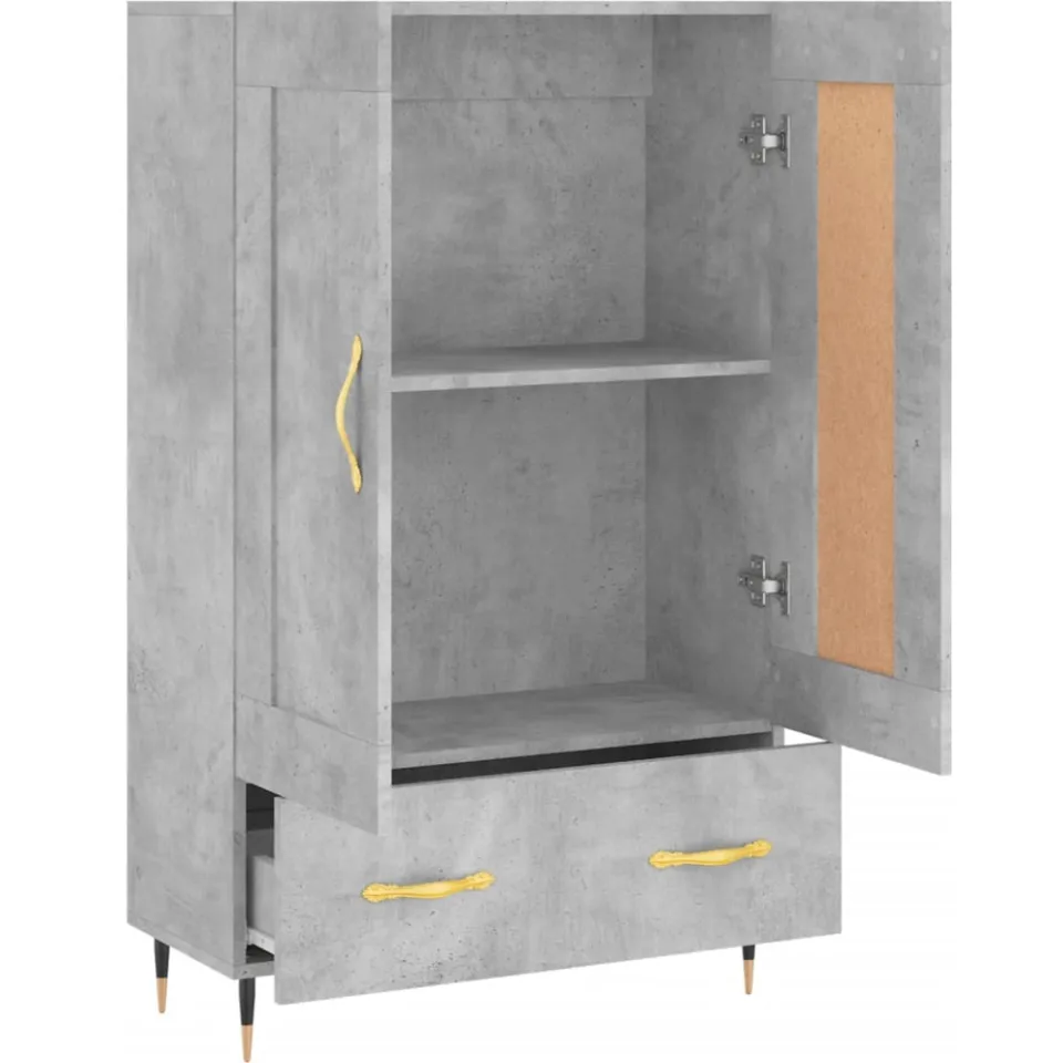 vidaXL Hoge kast 69,5x31x115 cm bewerkt hout betongrijs grijs, foto 4
