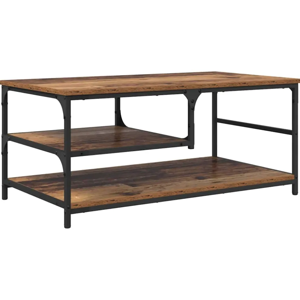 vidaXL Salontafel Oud Hout 90 x 49 x 40 cm Bewerkt hout bruin, foto 3