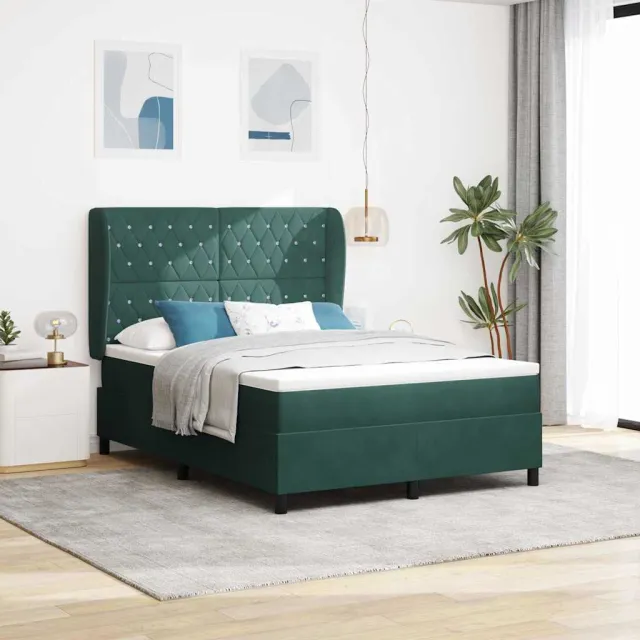vidaXL Boxspringbed met hoofdeinde Donkergroen 190 x 140 cm Fluweel