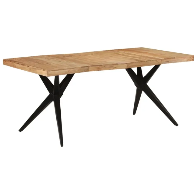 vidaXL Eettafel 180x90x77 cm massief acaciahout zwart