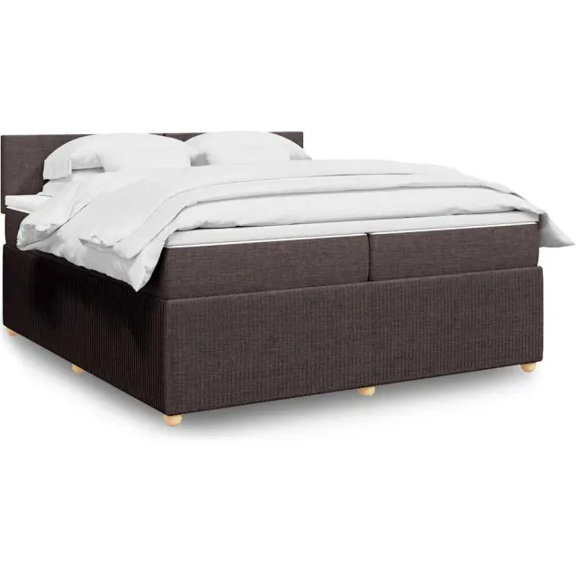 vidaXL Boxspring met matras stof donkerbruin 200x200 cm bruin