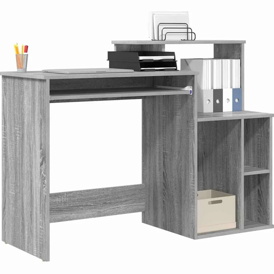 vidaXL Bureau Grijs Sonoma 120,5 x 44 x 88,5 cm Bewerkt hout, foto 3