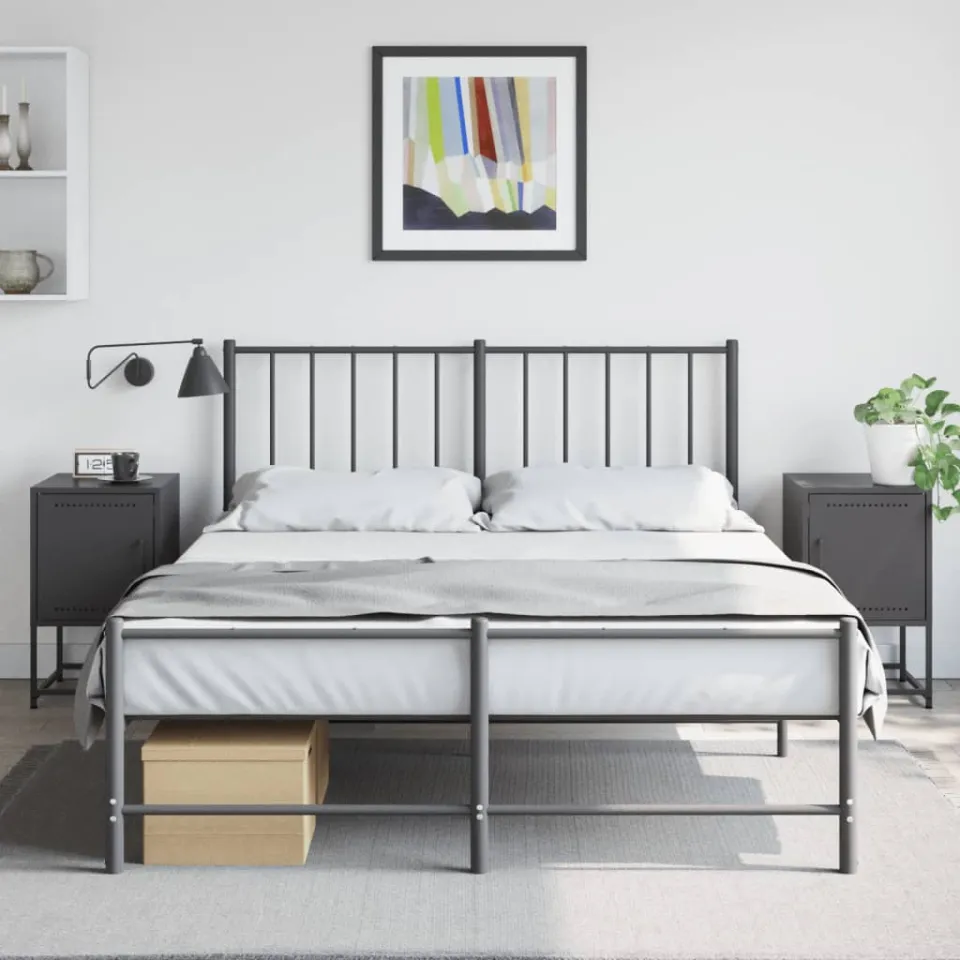 vidaXL Nachtkastjes 2 st 36x39x60,5 cm staal zwart, foto 2
